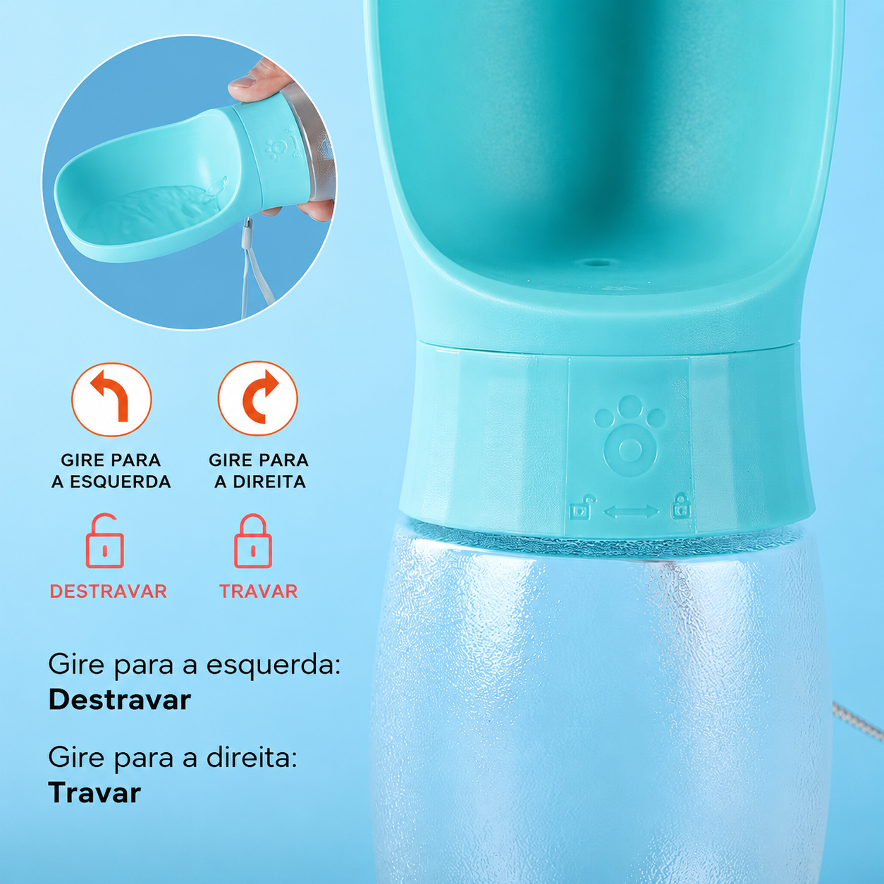 Garrafa Portátil Pelaria — Hidratação no Passeio em 1 Clique
