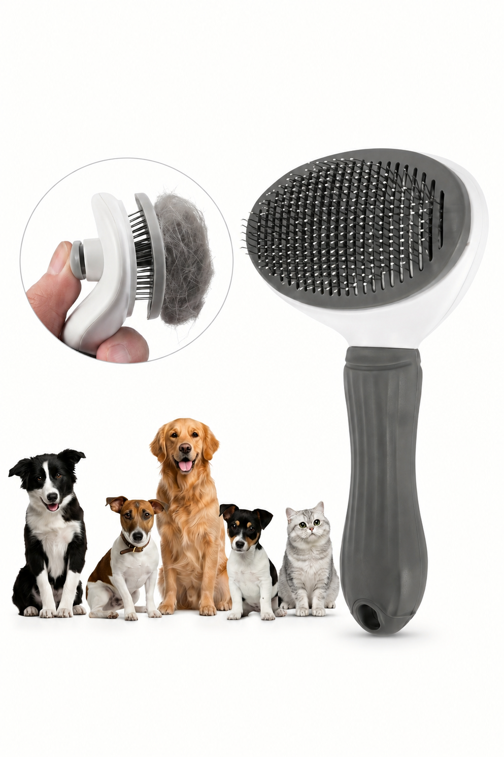 Escova Autolimpante Pelaria — Remove Pelos com 1 Clique