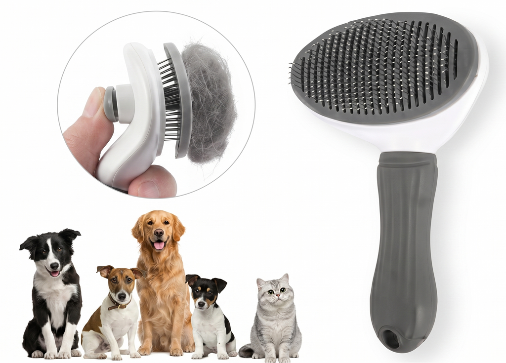 Escova Autolimpante Pelaria — Remove Pelos com 1 Clique