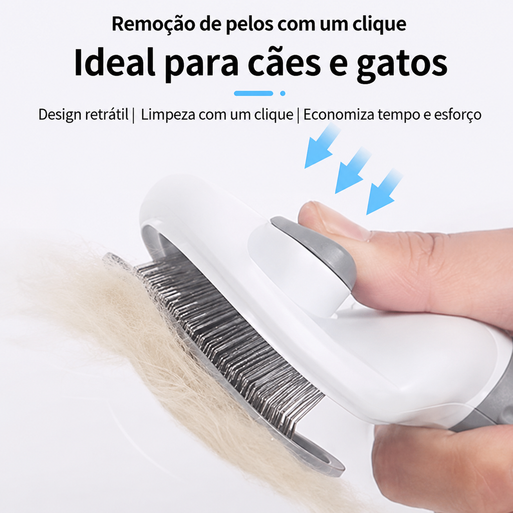 Escova Autolimpante Pelaria — Remove Pelos com 1 Clique